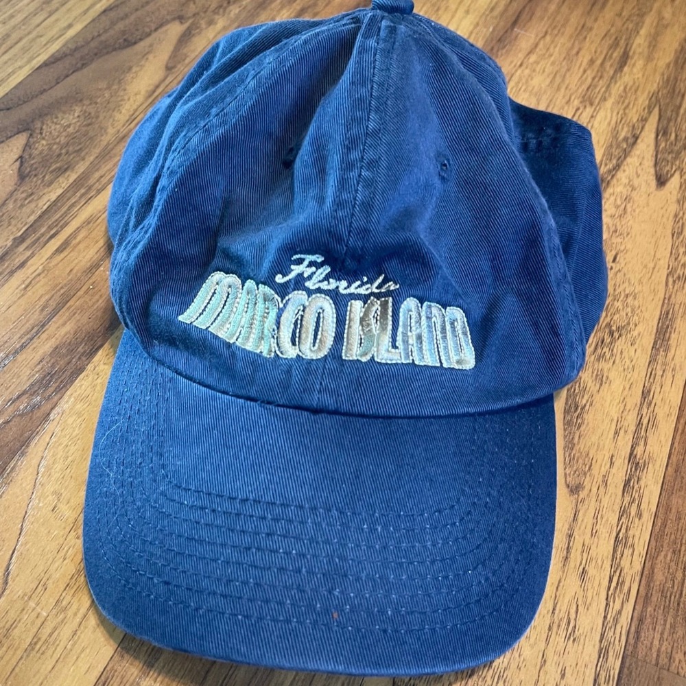Perrin Marco Island Florida Hat Mens OSFA Blue Cotton Souvenir Baseball Cap